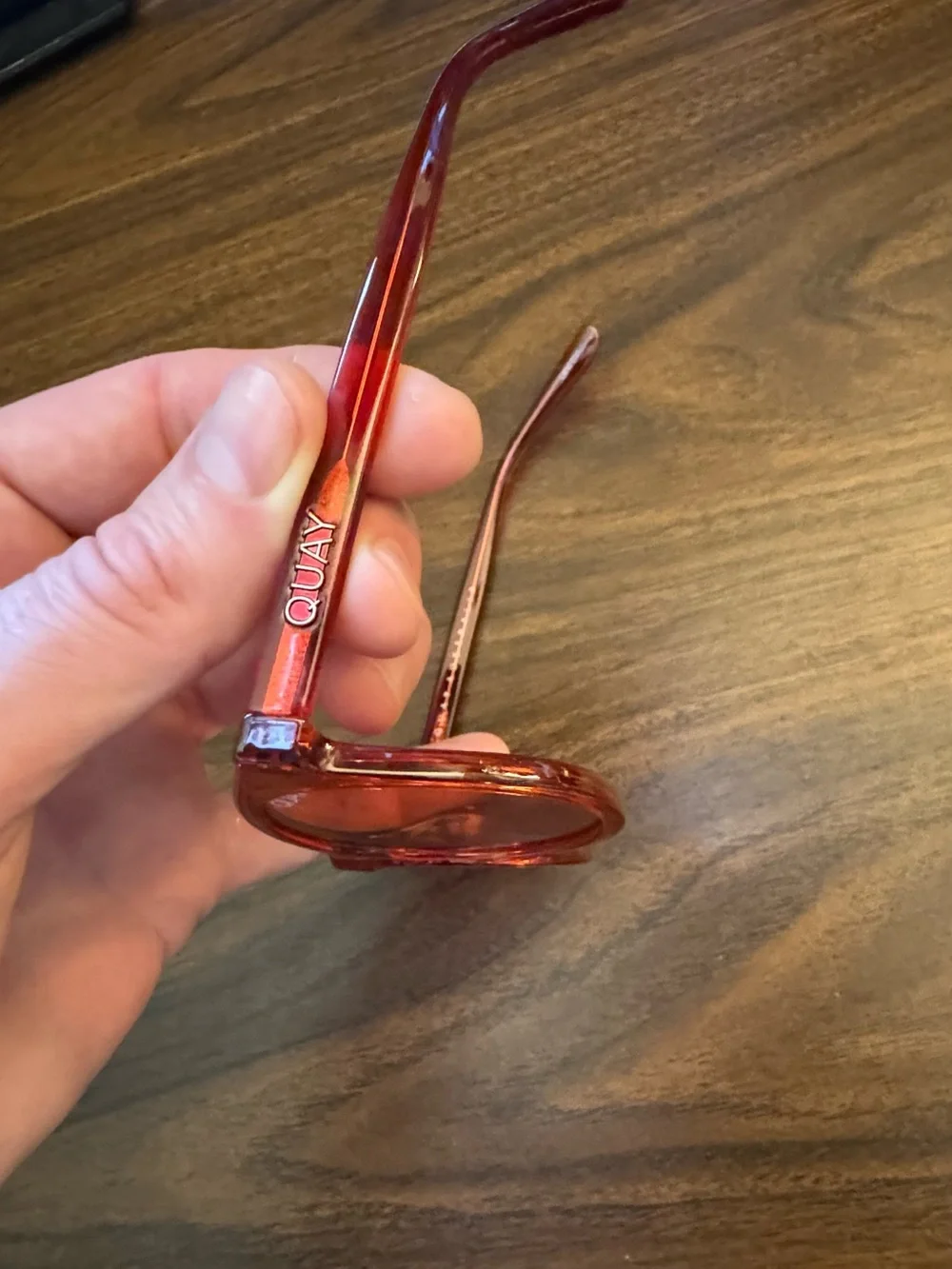 Quay Australia Transparent Red Round Sunglasses